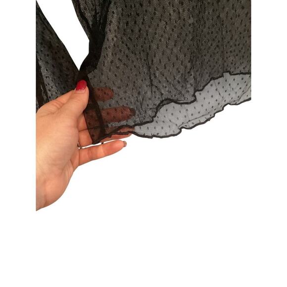 American Eagle Womens Sheer Shirt M Whimsigoth Swiss Dot Rose Embroidered Y2K - Picture 8 of 9